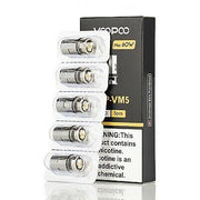 Genuine VooPoo VINCI PnP VM5 0.2 ohm mesh vape coils for 60–80W direct-to-lung vaping, pack of 5 replacement coils
